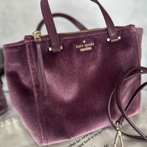 Kate Spade Purple Velvet Women's Crossbody with Makeup Bag